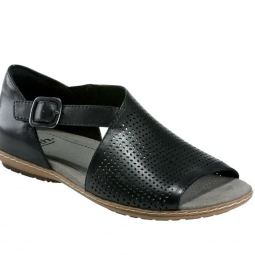 Earth Women Camellia Baliston Wide Black leather Sandals shoes sz 10W
